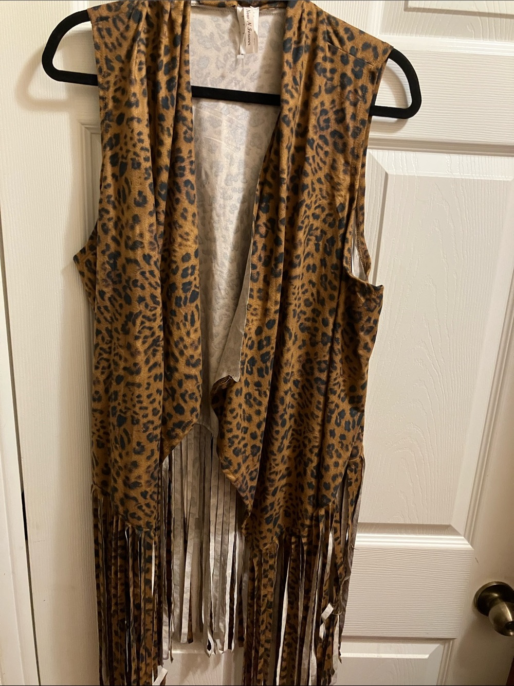 Now & Forever 3X Leopard Print Fringe Vest - Brown Animal Print Vest